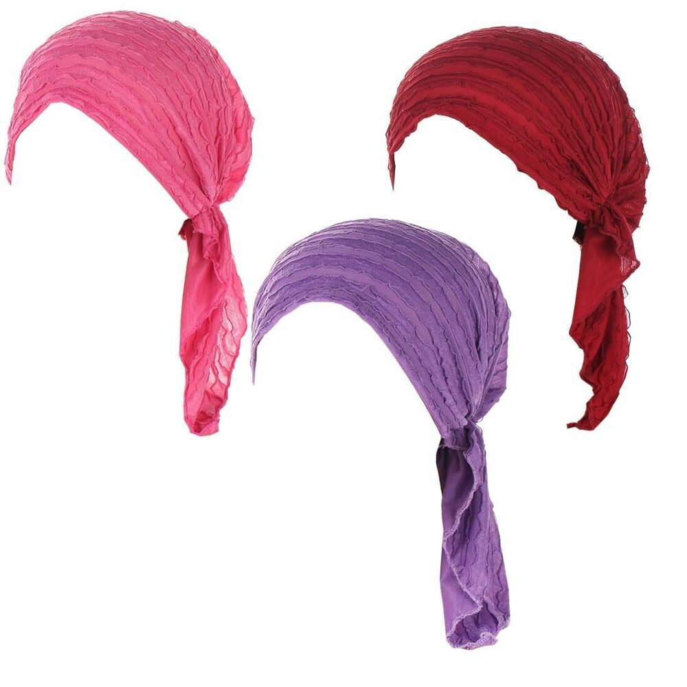 2528 3Pack Chemo Headwear Pre Tied Head Scarf Headwraps SummerTurban Beanie